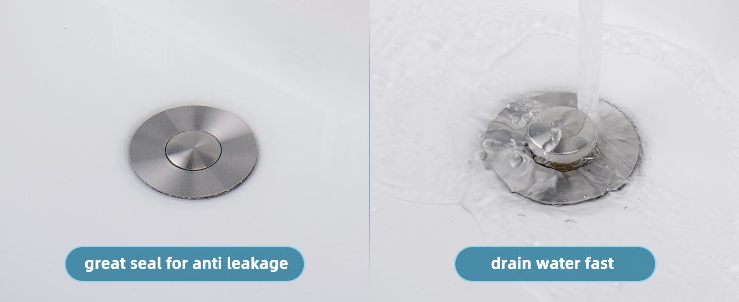 All Metal Bathroom Sink Stopper for Standard Drain Holes, Univeral Pop Up Sink Strainer with Bullet Core Push Type Stainless Steel Plug, Anti-clog