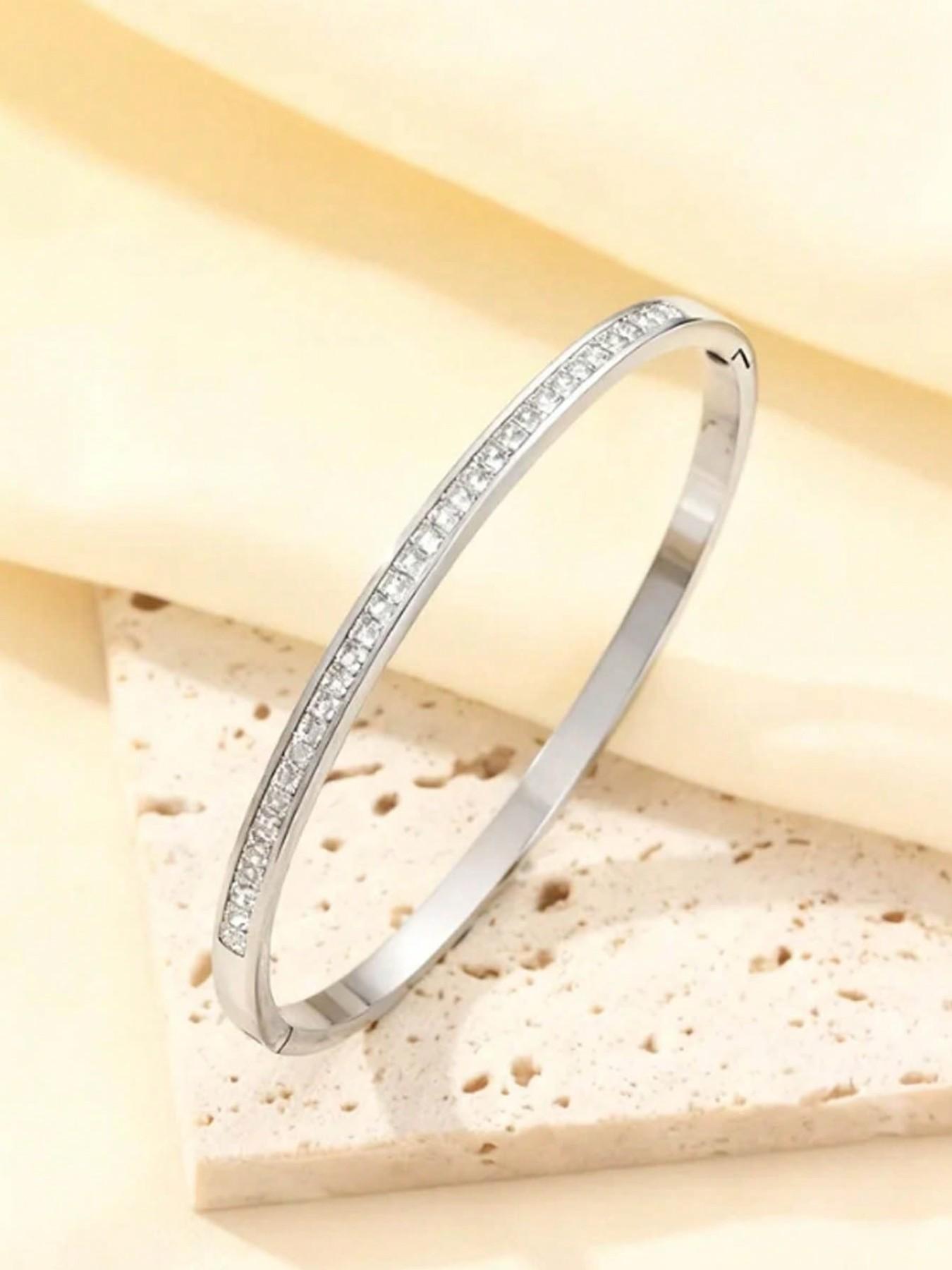 5-Piece Waterproof Titanium Steel Bracelet Set, Rhinestone Star Design, Plated, Versatile Style, Unisex Jewelry