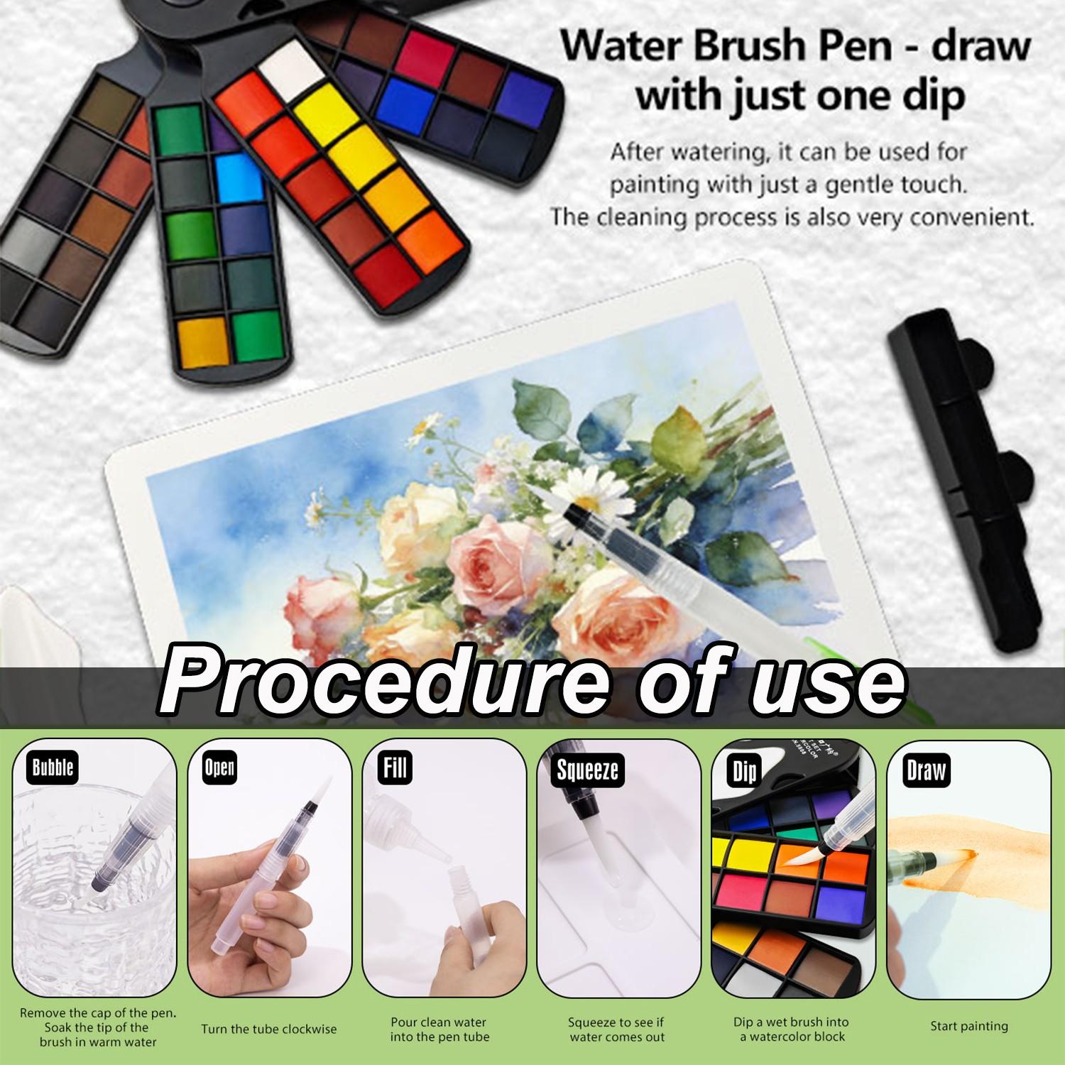 Guangna Watercolor Paint Set, Portable Foldable, Includes Brush & Palette, Ideal for Artists, Outdoor Sketching, 20/30/40 Colors