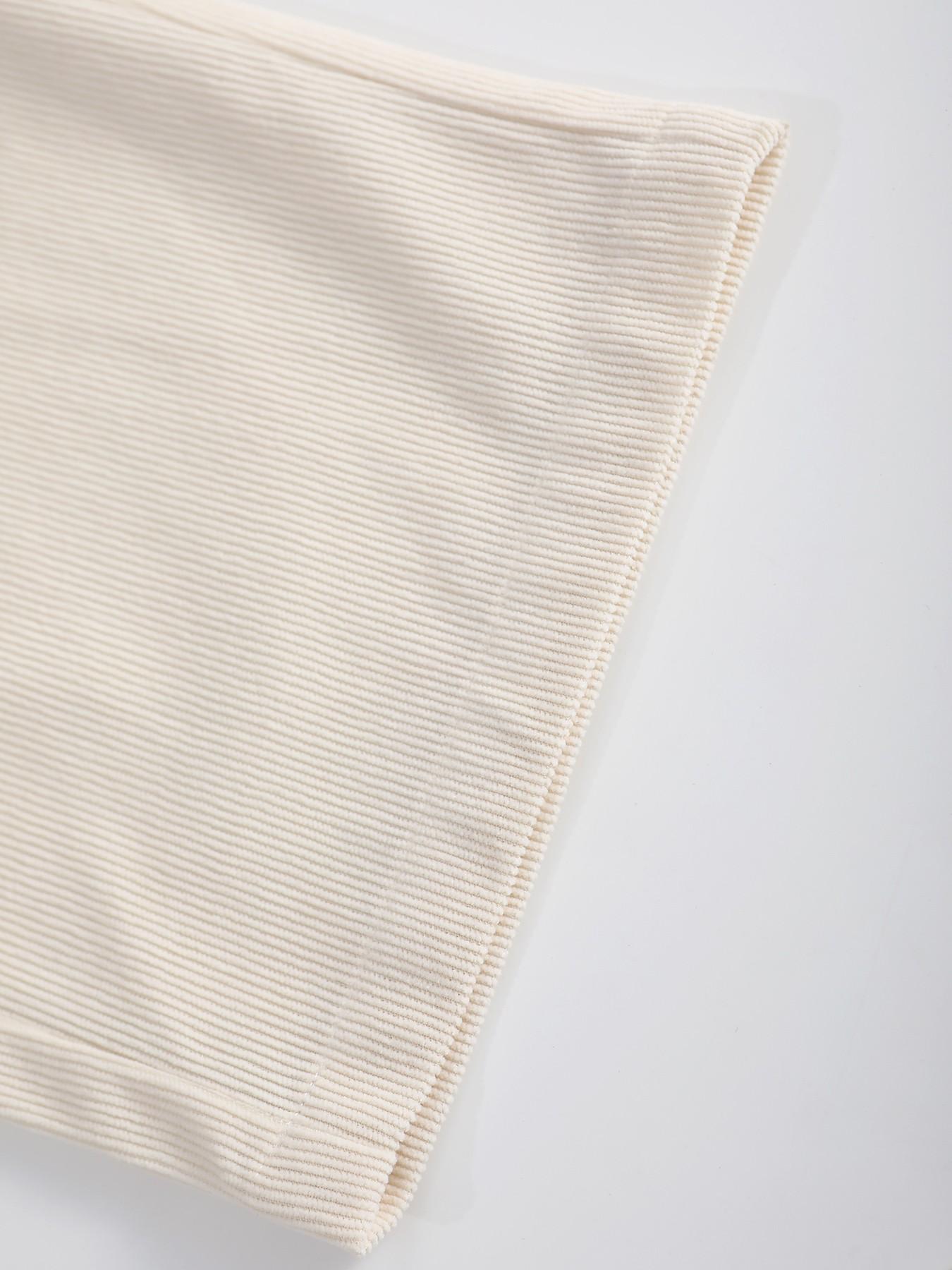 Men's Beige Corduroy 2-Piece Loungewear Set - Lapel Blazer-Style Shirt with Dual Chest Pockets + Elastic Drawstring Waist Pants, Soft Stretch Fabric, Relaxed Minimalist Plain Style, Perfect for At-Home Lounging, Casual Evenings & Seasonal Layering