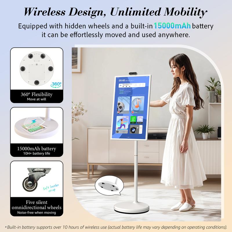 【Ultra-Large 15000mAh Battery】2025 Apolosign Gen 2 Portable TV, 24 inch 32 inch True 4K UHD Portable TV, 16(8+8)GB+256GB, Google EDLA-Certified Android 15 OS, Touch Screen, Voice Remote Control, Support Google Calendar, Full Swivel Rotation 【Ultra-Large 15000mAh Battery】2025 Apolosign Gen 2 Portable TV, 24 inch 32 inch True 4K UHD Portable TV, 16(8+8)GB+256GB, Google EDLA-Certified Android 15 OS, Touch Screen, Voice Remote Control, Support Google Calendar, Full Swivel Rotation