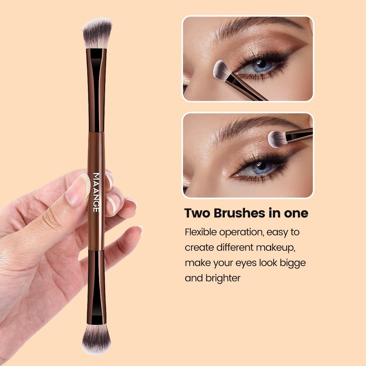 Maange 6-Piece Dual-Ended Makeup Brush Set, Foundation Brush, Blush Brush, Loose Powder Brush, Eyeshadow Brush, Ideal for Beginners
