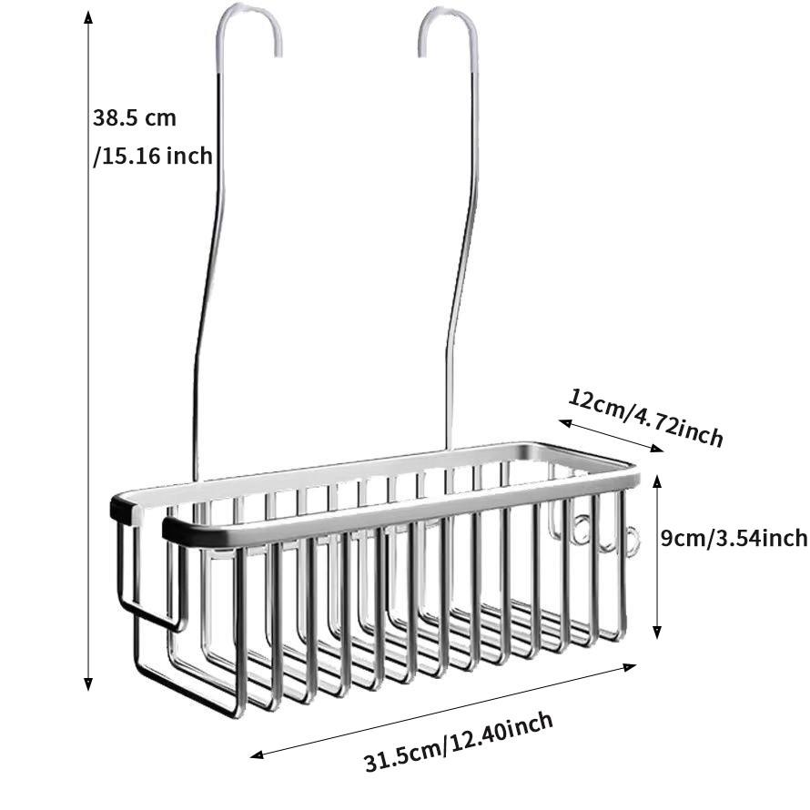 Hanging Shower Rack, No-Drill Bathroom Storage Shelf with Hooks, Rust-Resistant Shower Basket, Holds Shampoo and Conditioner, Bathroom Accessories