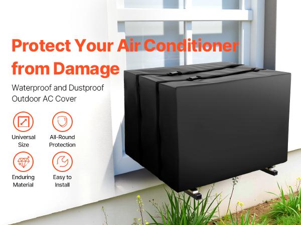 VEVOR Air Conditioner Cover, 20.87x 15.75x 14.96 inch Ac Cover for Air Conditioning Unit, Double-Layer, Waterproof Polyester Fabric, Adjustable Shoulder Strap, Universal Size for Outdoor Outside