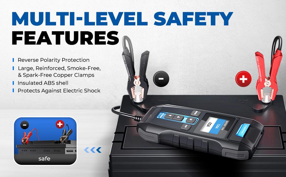 Car Battery Tester 12V 24V 100-2000CCA Lead-Acid Battery, TOPDON BT300P Alternator Tester, Load Tester, with Built-in Printer, Spark Free Metal Clamps, Automatic Reverse Polarity Protection