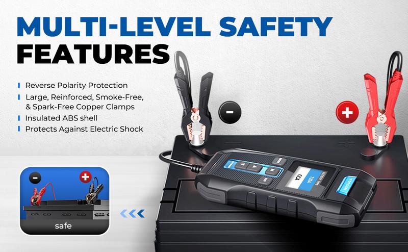 Car Battery Tester 12V 24V 100-2000CCA Lead-Acid Battery, TOPDON BT300P Alternator Tester, Load Tester, with Built-in Printer, Spark Free Metal Clamps, Automatic Reverse Polarity Protection