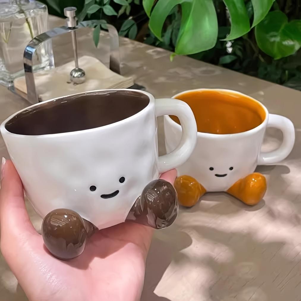 Adorable "Caramel Little Feet" Ceramic Mug — Stylish & Light Luxury Coffee Cup | Underglaze Cartoon Mug — Perfect for the Office, Breakfast, or as a Water Cup