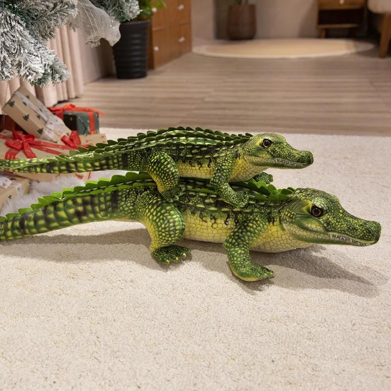 65/90CM Simulation Crocodile Plush Toys Soft Stuffed Lifelike Green Gray Brown Giant Alligator Sofa Cushion