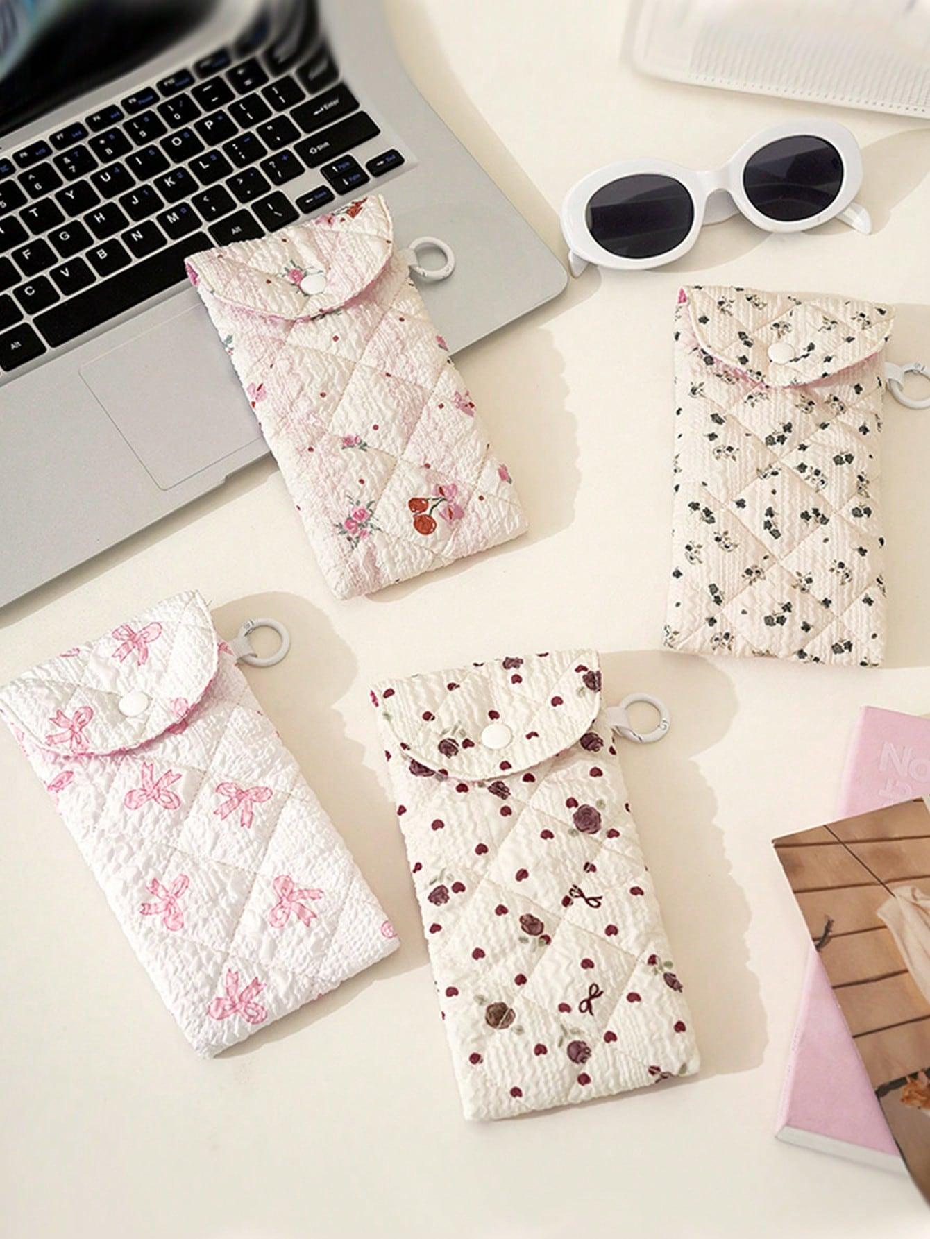 Cute Cherry Pattern Eyeglass Storage Bag, Dustproof Sunglasses Protector Case, Portable Travel Glasses Holder, Women's Gift, Christmas Present, Accessories, Portable Sunglasses Organizer