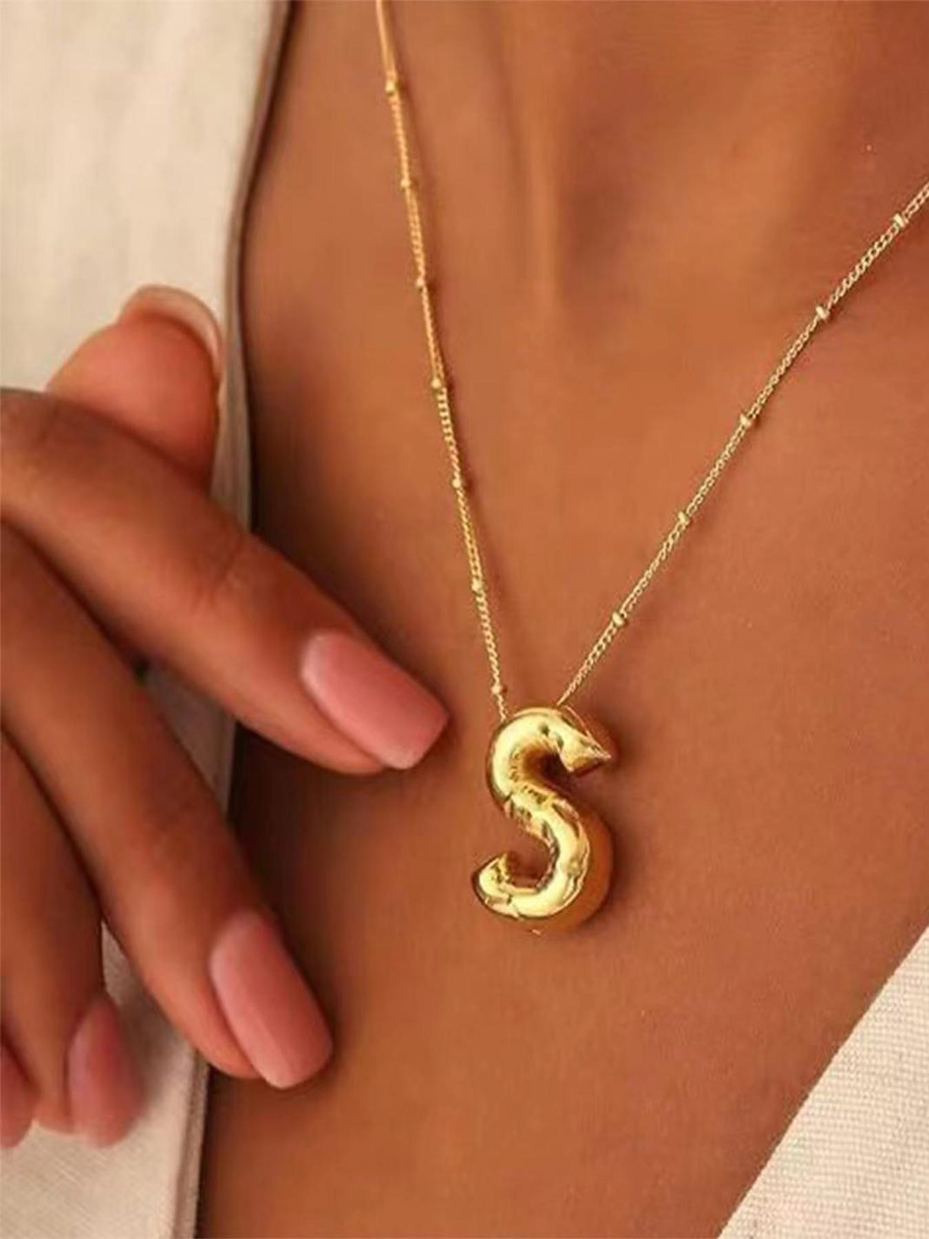 Women's Elegant Letter Design Pendant Necklace, Trendy All-match Exquisite Charm Necklace for Party & Daily Decor, Vintage Jewelry As Birthday Gifts for Women & Girls, Initial Letter Necklace