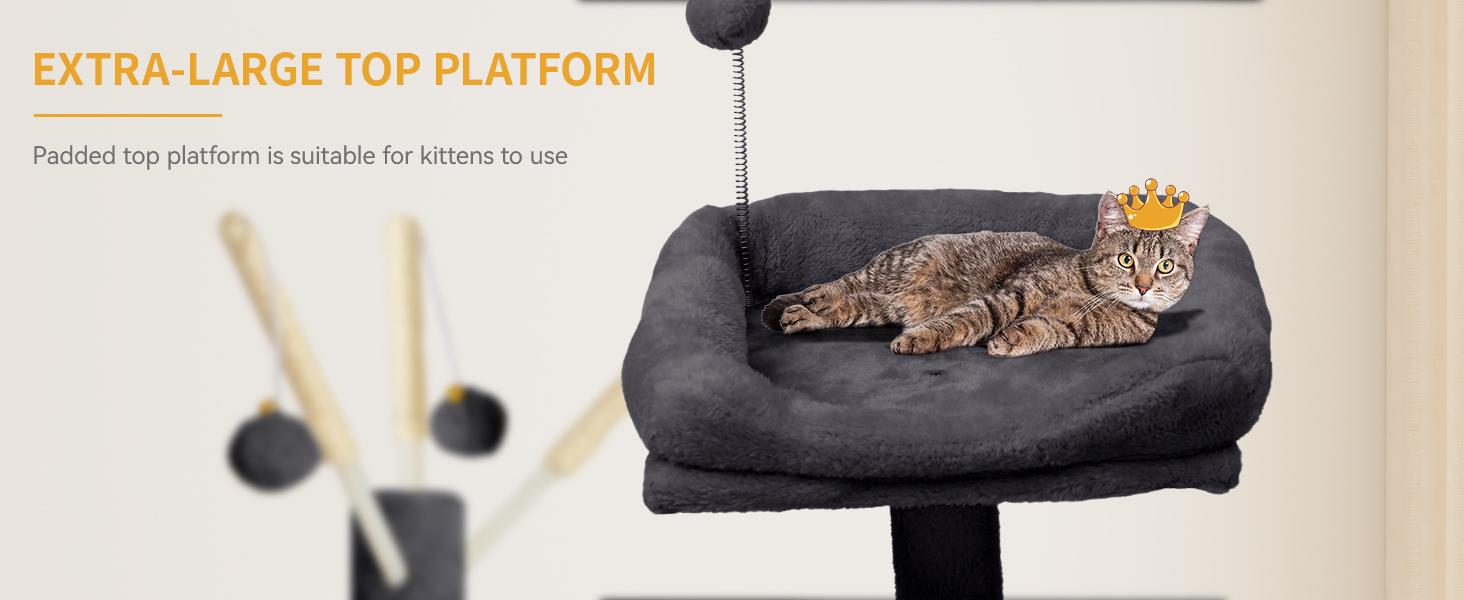 Yitahome 64.5" Cat Tree, Multi-Level Cat House, Large Cat Condo Furniture with Perch Hammock, Scratching Posts and Dangling Balls for Cats and Pets