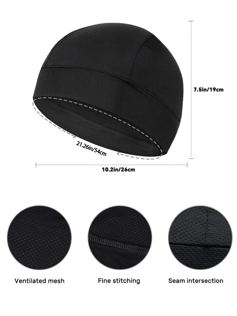 Unisex Solid Color Cycling Cap, 3 Counts Sports Cycling Liner Cap, Sweat-absorbent Sports Cycling Cap Uv Protection for Men & Women