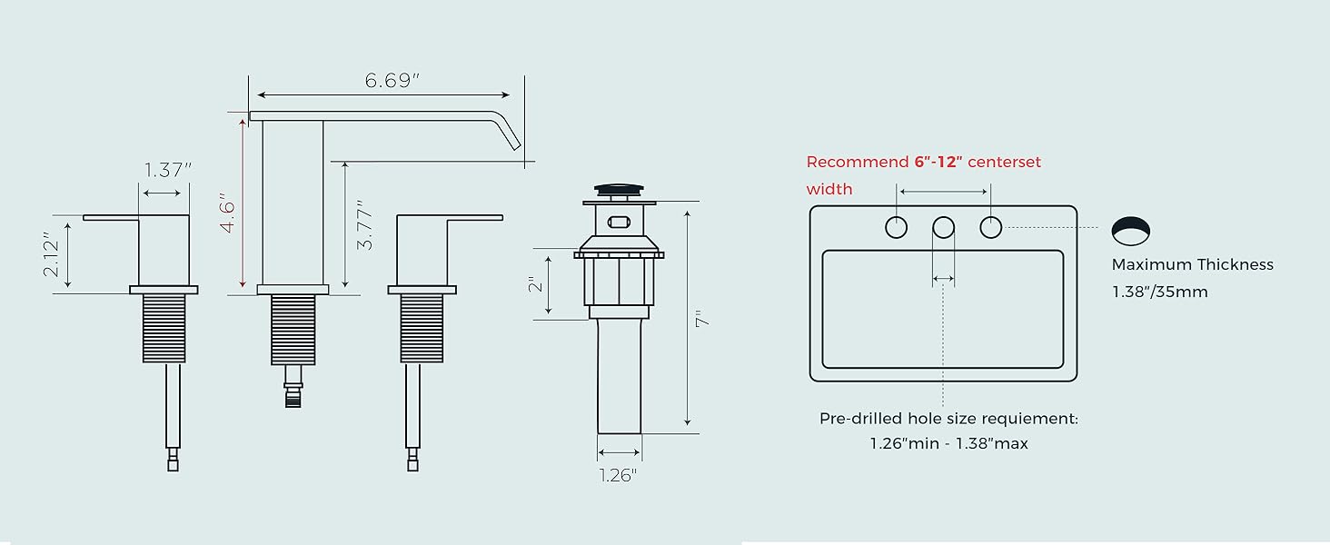 FORIOUS Bathroom Faucets 3 Hole Black Gold Brushed Nickel - 8 Inch Widespread Bathroom Sink Faucet Waterfall Spout with Pop Up Drain and Water Supply, Suitable for Vanity RV Commercial Lavatory Restroom