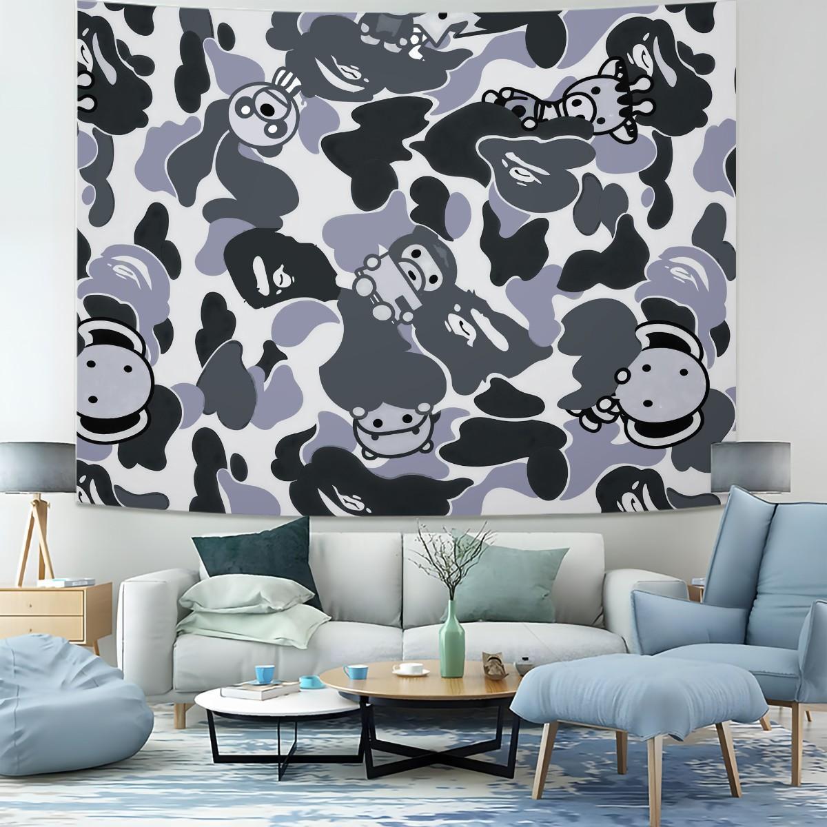 Camo Print Tapestry, Streetwear Style Wall Decor, Soft Fabric, Easy to Hang, Ideal for Background Decoration in Bedroom and Living Room for Trendy Youth, Perfect Gift for Family and Friends
