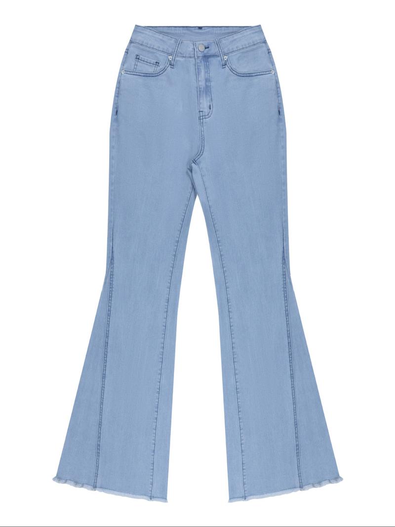 Women's Bowknot Embroidery Jeans High Waist Y2k Stretch Flare Denim Jeans Bell Bottom