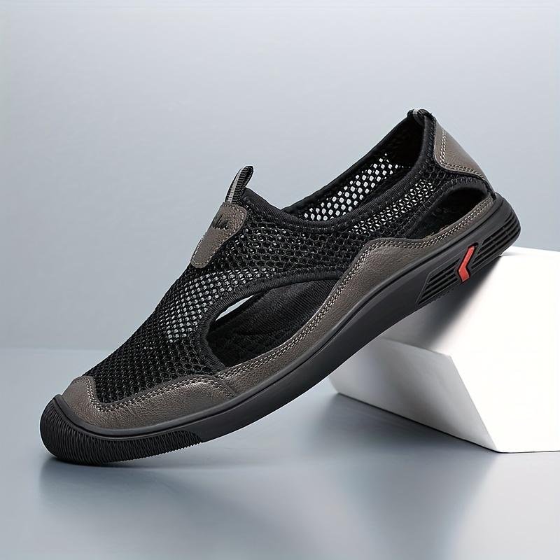 Men's new summer fashion sandals, mesh breathable casual sports shoes, trendy versatile non-slip wear-resistant comfortable trendy shoes, outdoor simple hiking shoes