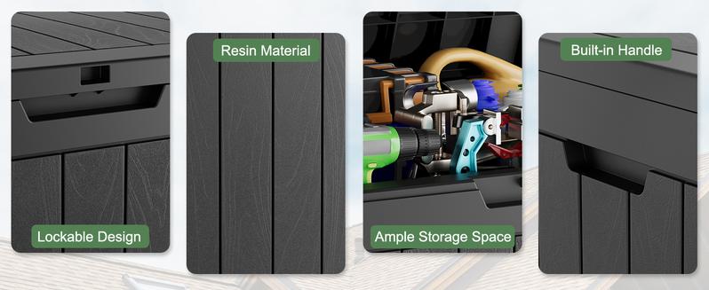 31 Gallon Outdoor Storage Box, Waterproof Deck Box with Lockable Lid, All-Weather Resin Patio Storage for Garden, Yard, Porch & Poolside-Christmas Gifts.