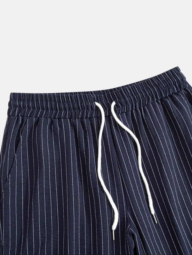 Men's Casual Sportswear Woven Striped Straight Leg Pants, Comfortable and Stylish, Perfect for Daily Wear and Sports Activities