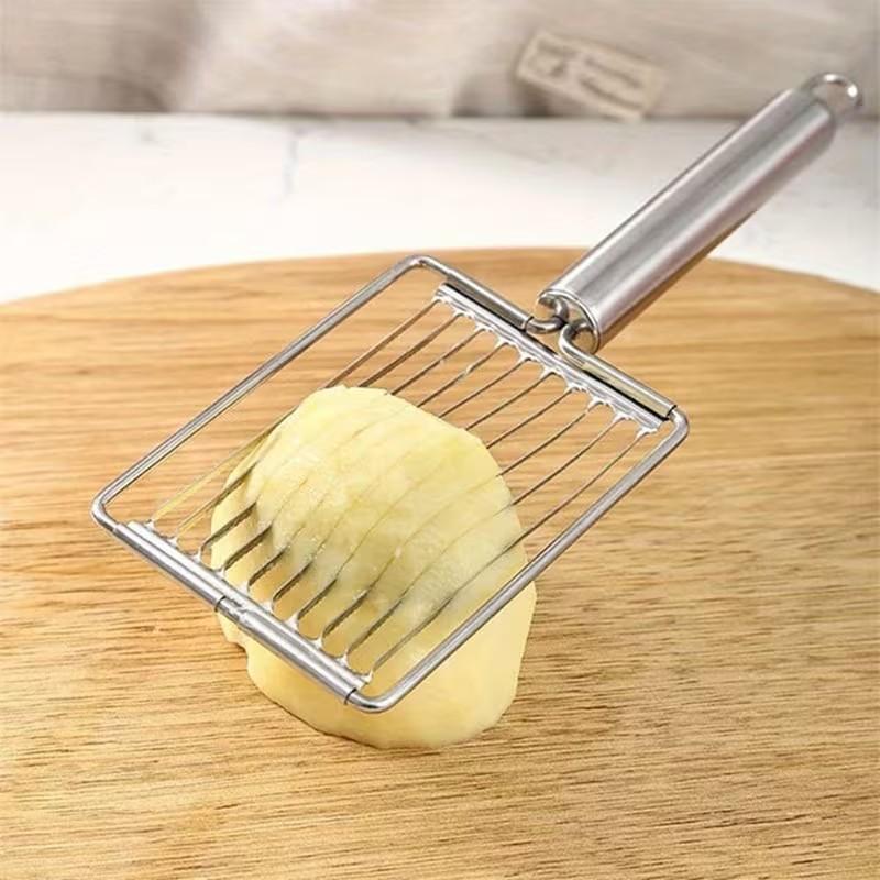 Stainless Steel Tomato Slicer, Manual Vegetable & Fruit Cutter with Ergonomic Handle, Multifunctional Egg Slicer & Kitchen Gadget for Perfect Slicing & Dicing, Ideal for Salads, Sandwiches, Breakfast Prep, Durable Construction