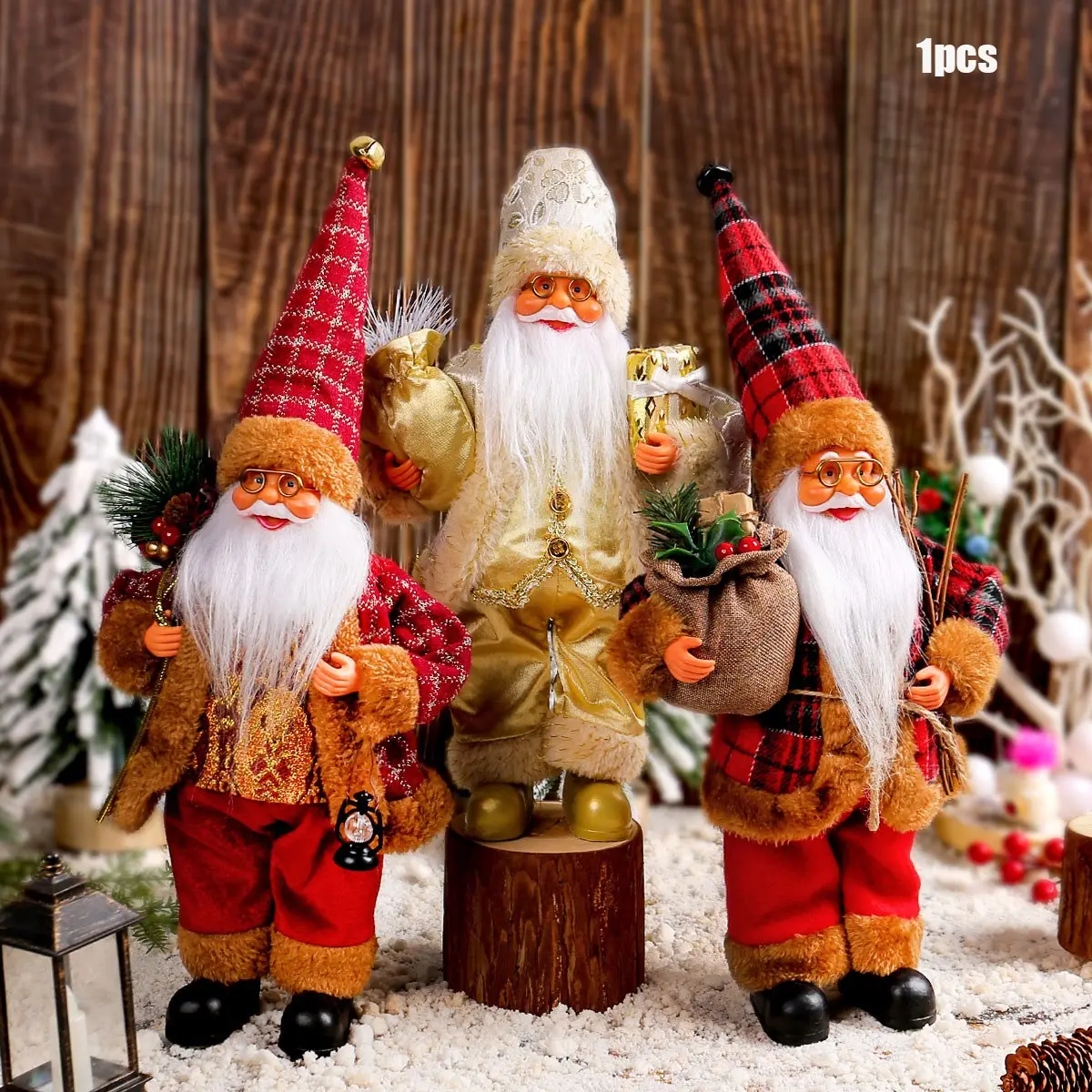 Standing Santa Claus Figurine Ornament, Cute Christmas Gift Holding Doll, Window Display Decor, Festive Holiday Decoration