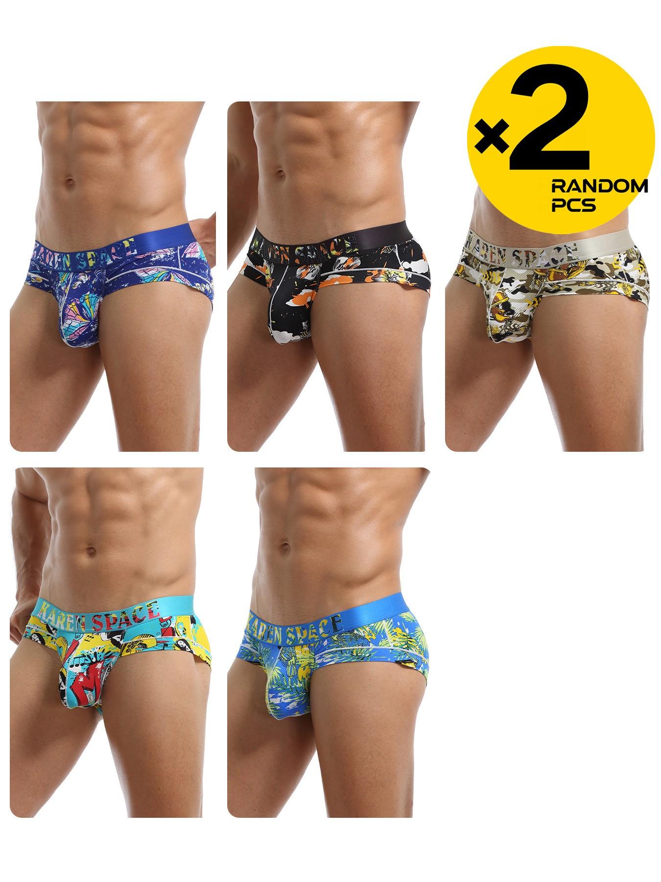 Men's Ice Silk Mesh Print Triangle Underwear, Ultra-Short Comfortable Stretch Briefs, Quick-Dry Breathable Cartoon No-Trace Skin-Friendly