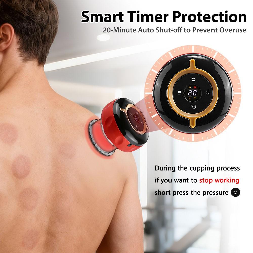 Smart Red Light Cupping Massager with Remote, Electric Heating Gua Sha Tool, 12 Levels Vacuum Suction, 12 Heat Settings, Portable Wireless Massage, Body Relaxation, Gift
