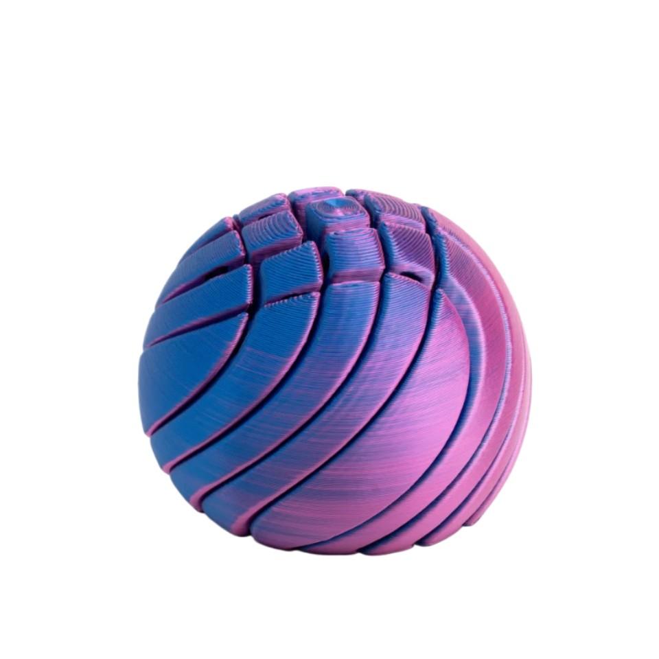 3D Printed Anxiety Relief Fidget Toys, Round Gear Twisting Ball, Liquid Flow Sensory Toy, Cool Desktop Ornament for Home & Office, Gradient Green/Orange/Purple, Ideal Holiday Gift for Adults Teens for Birthday Christmas Thanksgiving Halloween