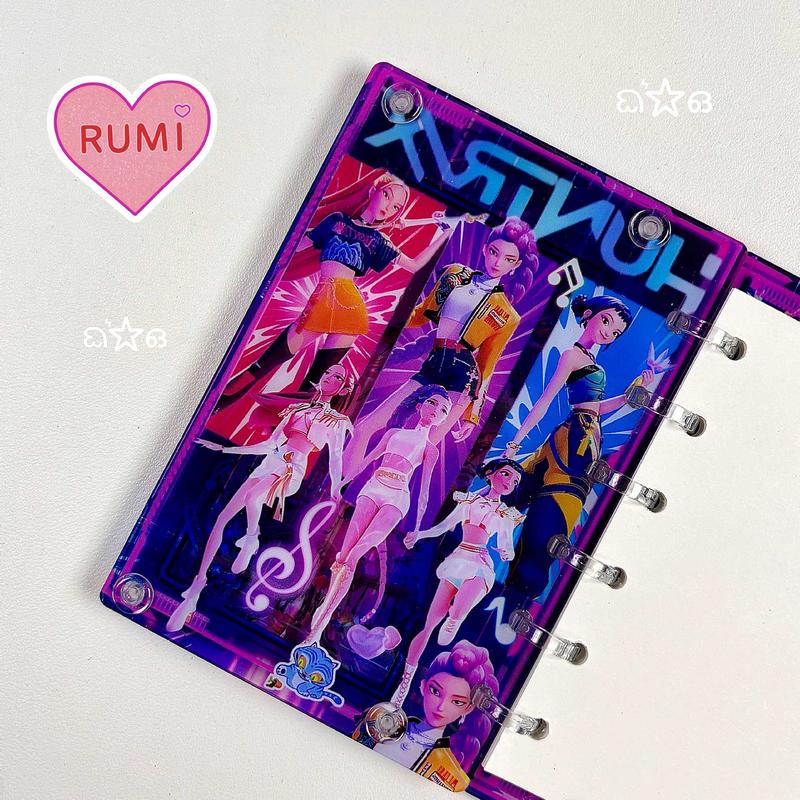 K-Pop Hunter Girl Group Anime Peripheral Shakeleton Acrylic Notebook A7 Diary Book, Cute Cartoon Notepad Christmas Gift