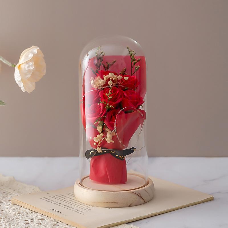 Valentine's Day LED Eternal Rose Artificial Flower Decoration, Romantic Atmosphere Ornament, Perfect Holiday Gift for Him Her, Light Up Rose