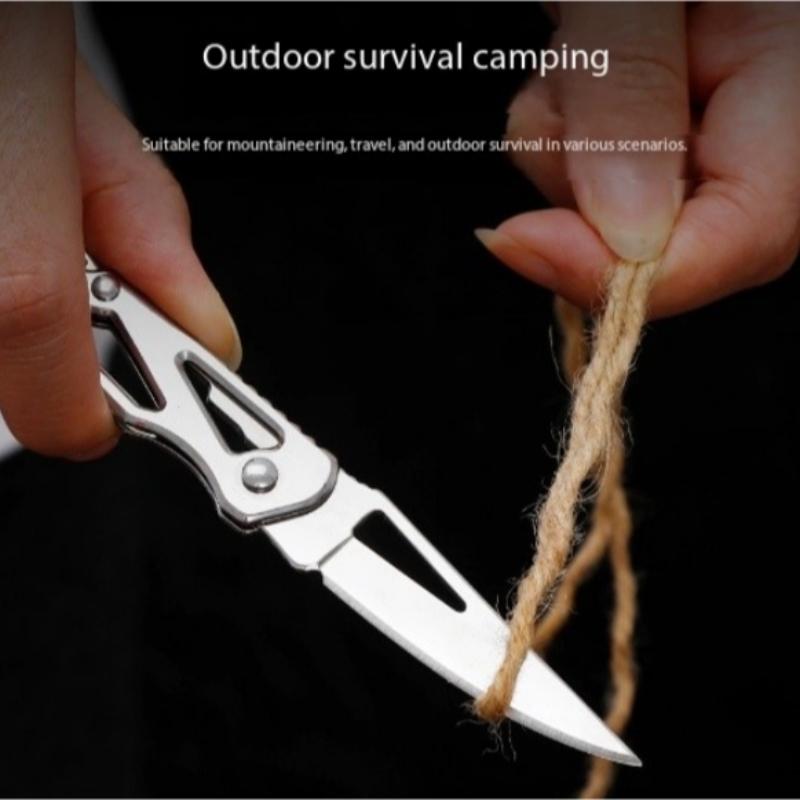 Mini Folding Knife Keychain, Portable Stainless Steel Multi-Function Tool, EDC Multi Tools, High Hardness Sharp Camping Survival Knife Gift for Men, Outdoor Multifunctional Tools