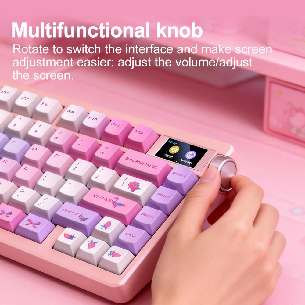 Aula Nova 75 Gaming Mechanical Keyboard, Triple Mode 80 Keys, Hot Swappable, HD Smart Screen with Knob, RGB Lighting, Compatible Windows/MAC/iOS, USB-C/ BT/ 2.4GHz, Lighted Mechanical Keyboard, Gaming PC Accessories