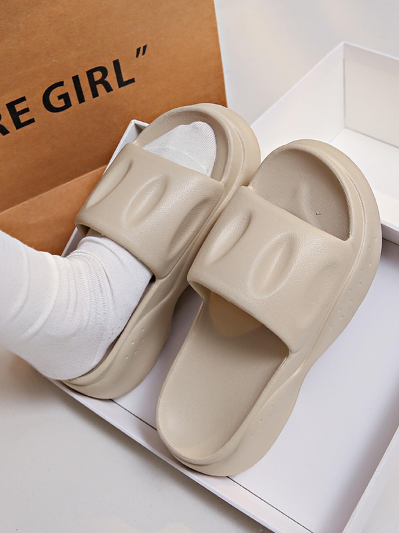 Urban Casual Women's Sandals, Simple Solid Color Soft Sole, Comfortable for Home and Outing, PU Leather Eva Sole, Patchwork Design