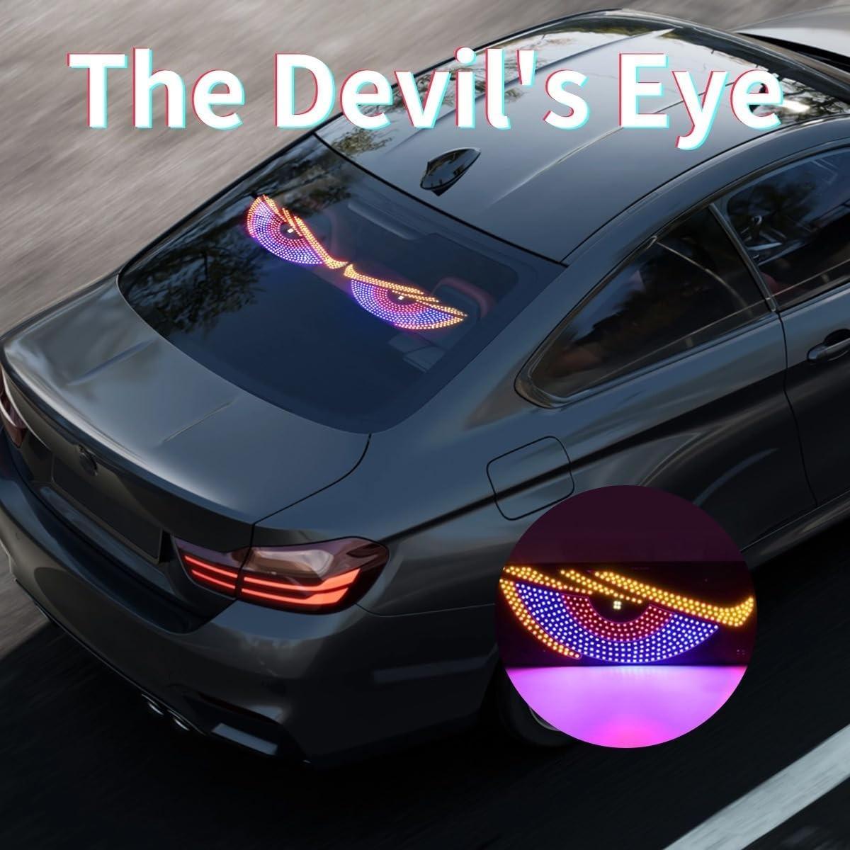 11 Modes Dynamic Demon Eye Car Logo Sticker Light USB plug-and-play windshield decor lamp with no wiring required. Long press for power on/off, single key to switch light modes. Self-adhesive backing enables hassle-free tool-free installation.