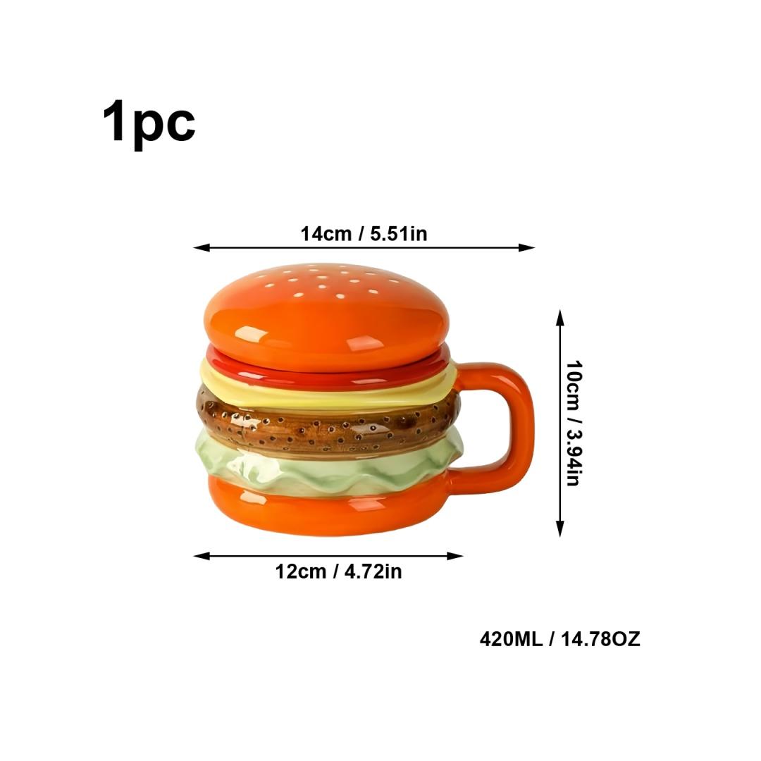 Hamburger-Shaped Ceramic Cup, Multi-Layer Design, Bright Colors, Safe and Durable, Perfect Birthday Gift, Christmas Present