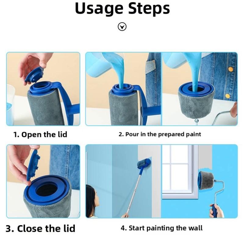 Paint Like a Pro Without Mess! Multi Function Paint Roller Kit with Seamless Sponge Roller, Corner Paint Brush and Trim Tool, All in One Painting Kit for Walls Ceiling Edges, No Drip No Gap Coating Tool, Easy Clean DIY Painting Set for Home Renovation
