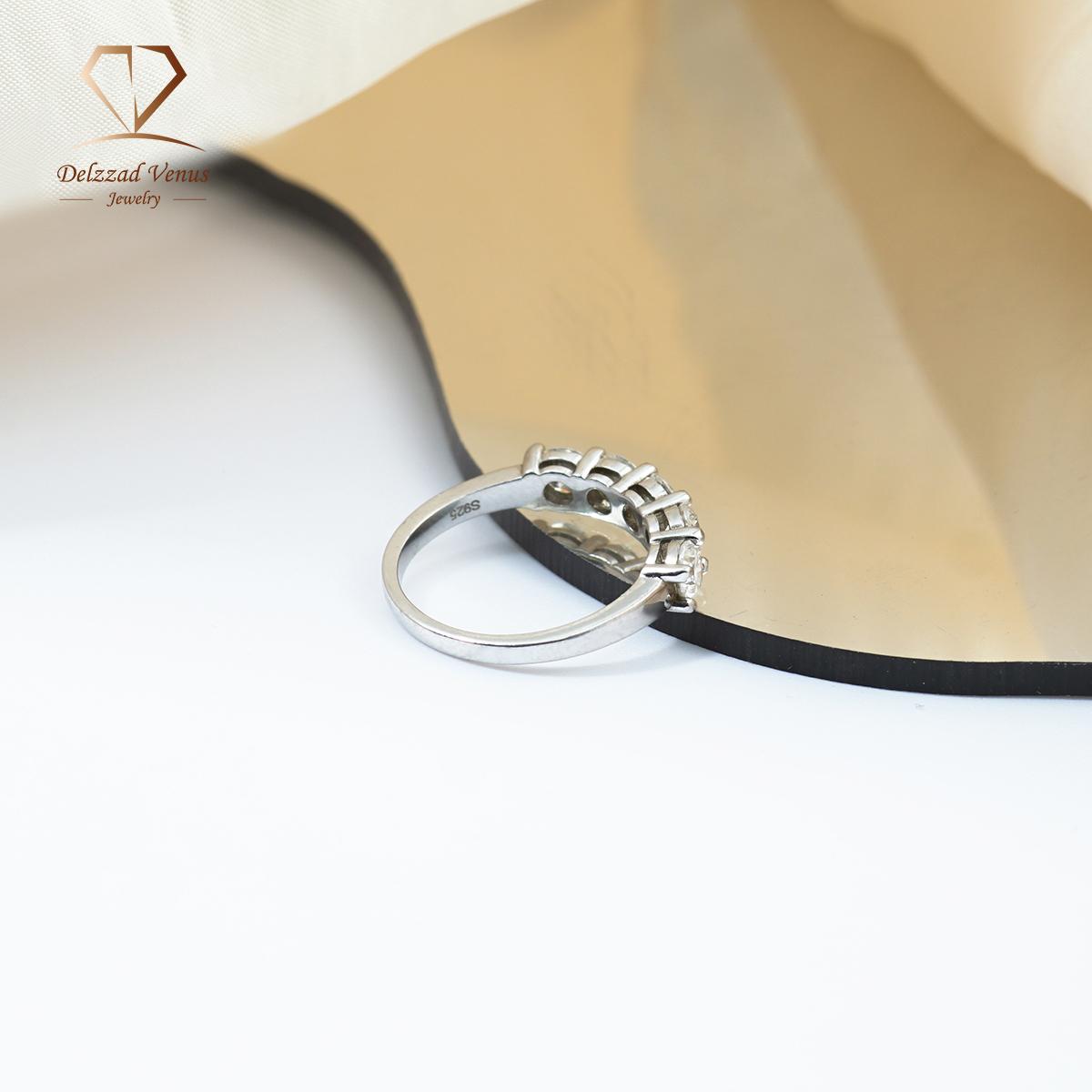 Delzzad S925 1.5ct D Color VVS Clarity Round Synthetic Moissanite Half Eternity Stacking Band Engagement Wedding Anniversary Gift