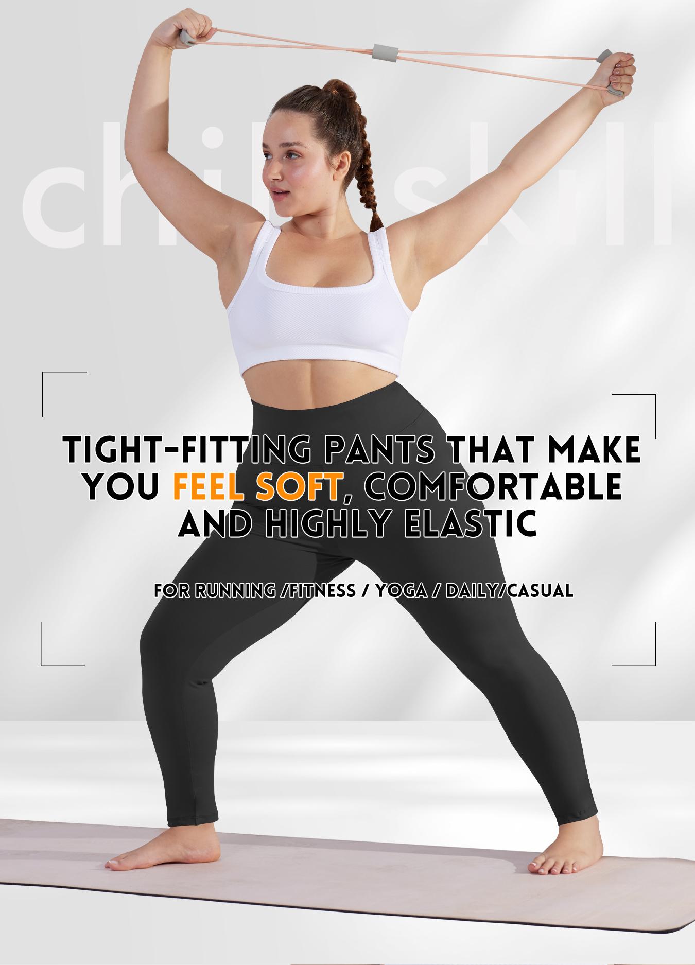 【Plus Size】 Solid High Waisted Leggings, Casual Comfy Tummy Control Skinny Pants for Yoga Gym Workout, Women's Bottoms for All Seasons