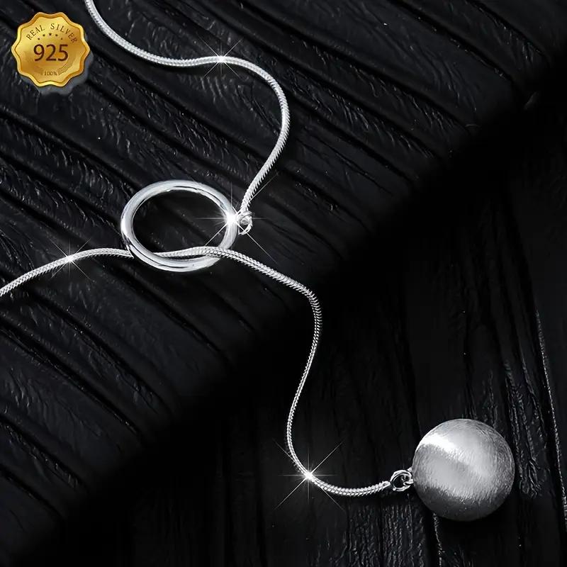 925 Sterling Silver Fashionable Round Ball Necklace with Textured Spherical Pendant, Bayonet Clasp, Retro Luxury Accessory for All Seasons sofia the first necklace chain necklace men dl mya necklace myah necklace day collars for women myah lh necklace