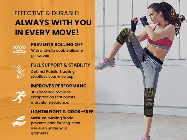 UGEM Copper Knee Braces 2 Pack for Knee Pain Relief & Support - 3D Knitting Technology for Meniscus Tear, Running, Weightlifting, Workout, ACL, Arthritis, Joint Pain Relief - Patella Band,Christmas gift for your family or friends