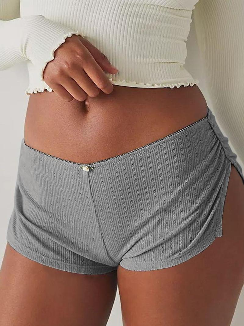 Three-pack Women's Y2K Shorts, Micro Shorts Side Slit Stretch Pajamas Shorts, Slim Fit Ruched Bottoms Cute Leggings