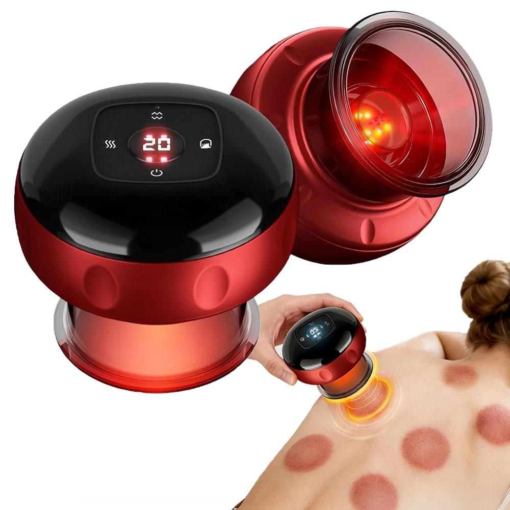 Smart Cupping Massager, Red Light Cupping Set with 2 Modes, Electric Cupping Kit with 12 Levels Heat & Suction, Full Body Relaxation Tool for Arm Neck Shoulder Back Leg