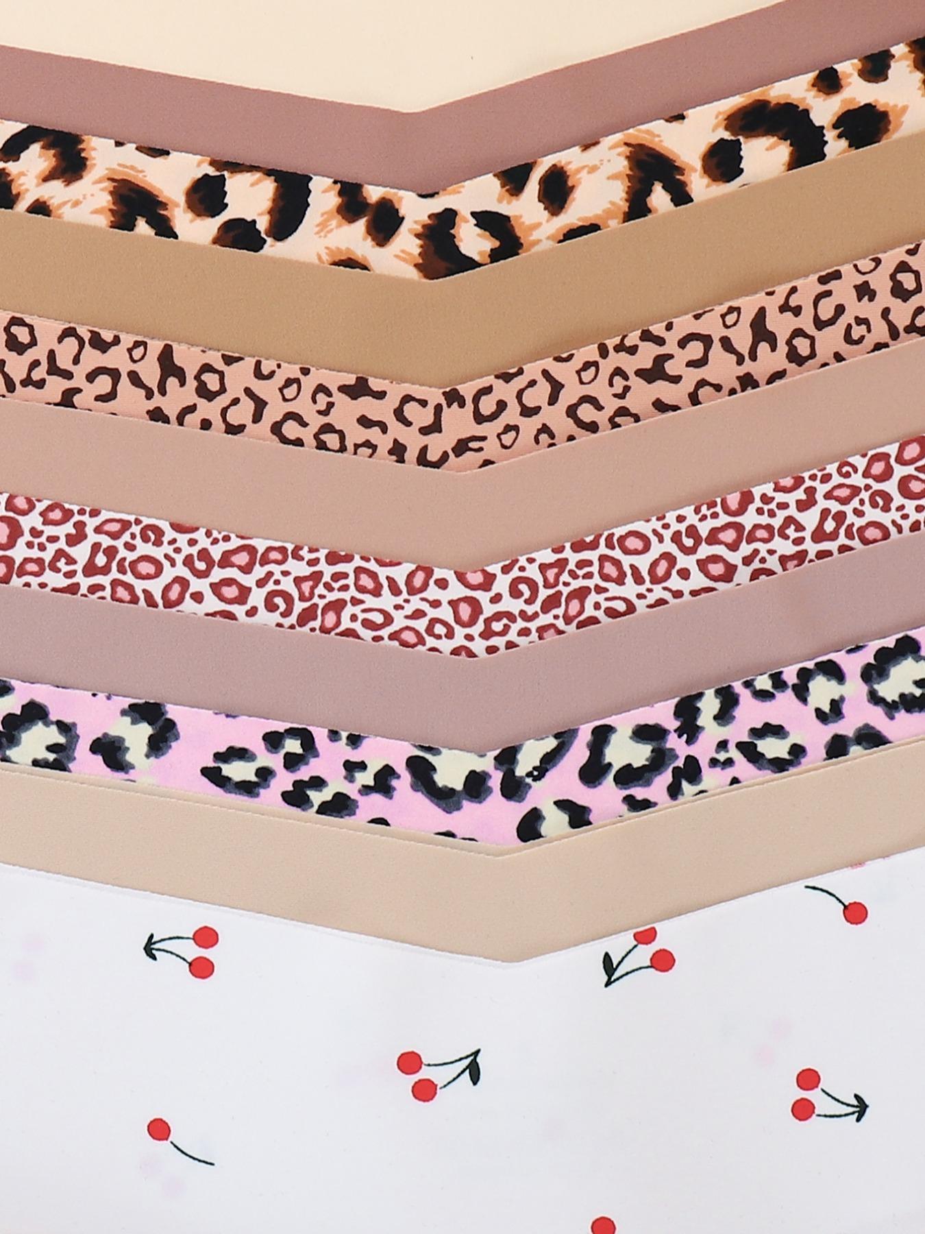 10 Pack Women's Leopard Print Triangle Panties V-Shaped Comfortable Breathable No Show Underwear, All Season Fitted Casual Style