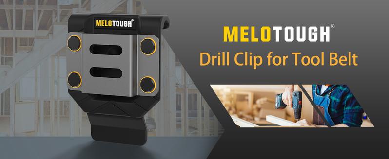 MELOTOUGH Drill Holder Belt Clip Heavy Duty Tape Measure Belt Holder for Cordless Drill Hammer Tools with Hanger Clips Black