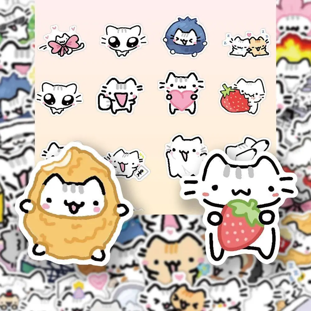 30PCS Cute Cat Line Graffiti Stickers, Polycarbonate Waterproof Decals for Cellphone, Laptop & Guitar - Device Protection Accessories (10PCS/72PCS Options Available), Devices