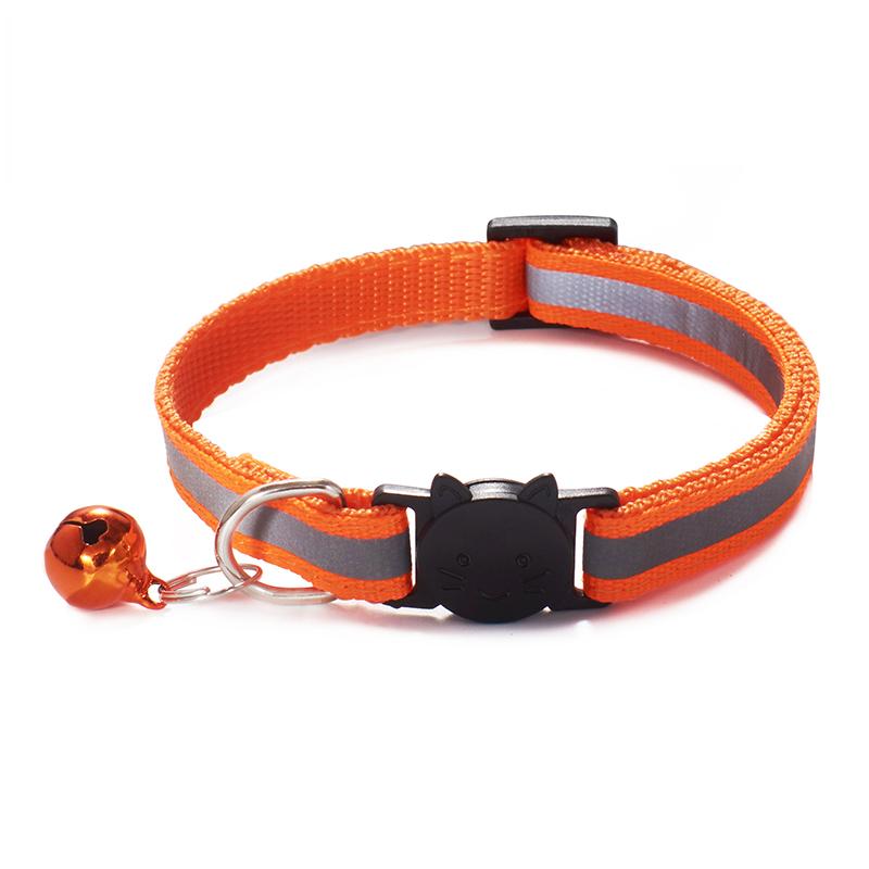 Cost-Effective Adjustable Snap-On Cat Collar With Bells Reflective Sturdy Nylon Collar For Kittens Cat Pet Supplies Cat Necklace