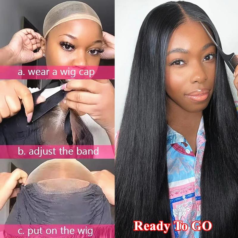 Bling Hair Glueless Wear and Go Bone Straight Lace Front Wigs 4x4 5x5 Pre-Cut Lace Wig Human Hair Ready To Wear Lace Closure Wig For Women