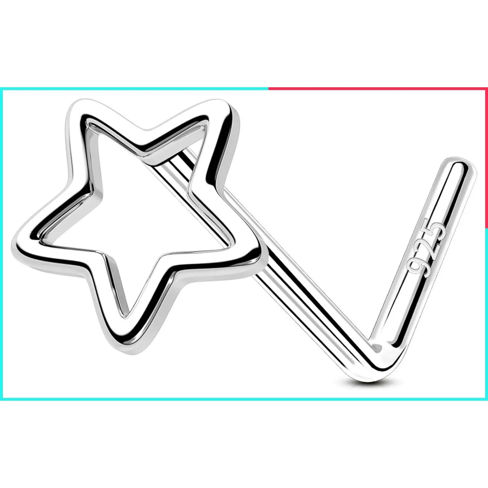 925 Sterling Silver L-Shaped Nose Stud Rings for Women, Cute 20G Nostril Piercing Jewelry