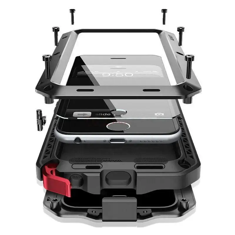 Heavy Duty Protection Armor Metal Aluminum Case for iPhone 16 15 14 13 12 mini 11 Pro 7 8 Plus XS Max XR SE 16e Shockproof Cover