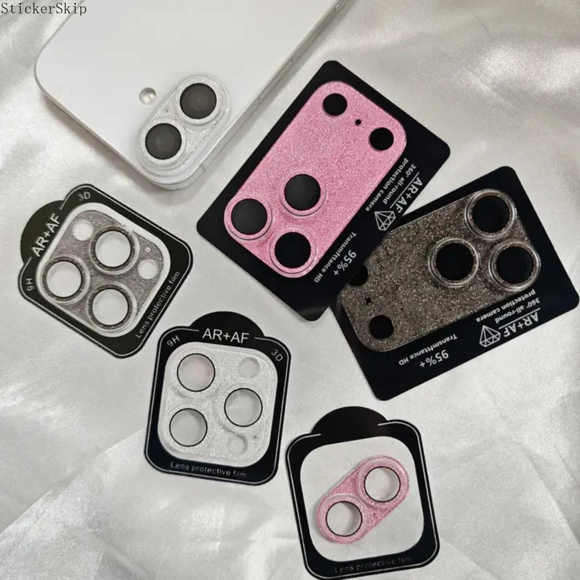 2026 Glitter Camera Lens Protector, Tempered Glass Lens Cover for iPhone 14/15/16/17 Pro & Pro Max Plus, Scratch Resistant Drop Proof Strong Adhesion Rear Camera Protector