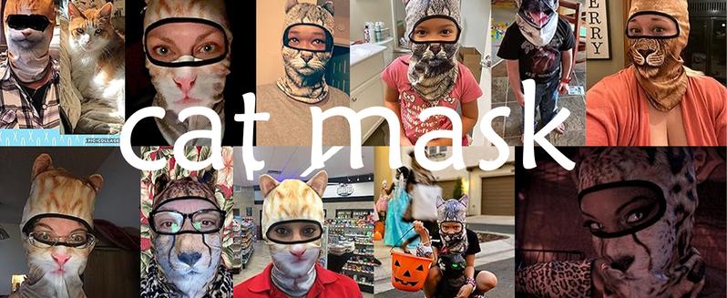 BIGWIG 3D Cat Ski Mask with Ears, All-Season Animal Head Outdoor Sports UV Protection Face Mask, Digitally Printed Mask, Cool Cat Face Cover, Suitable for Skiing, Music Festivals, Cycling, and Halloween